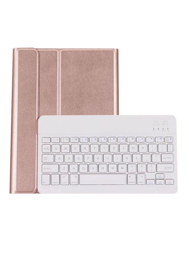 Bluetooth Keyboard Case Cover For Apple iPad Air/Air 5 Rose Gold/White - Image 1
